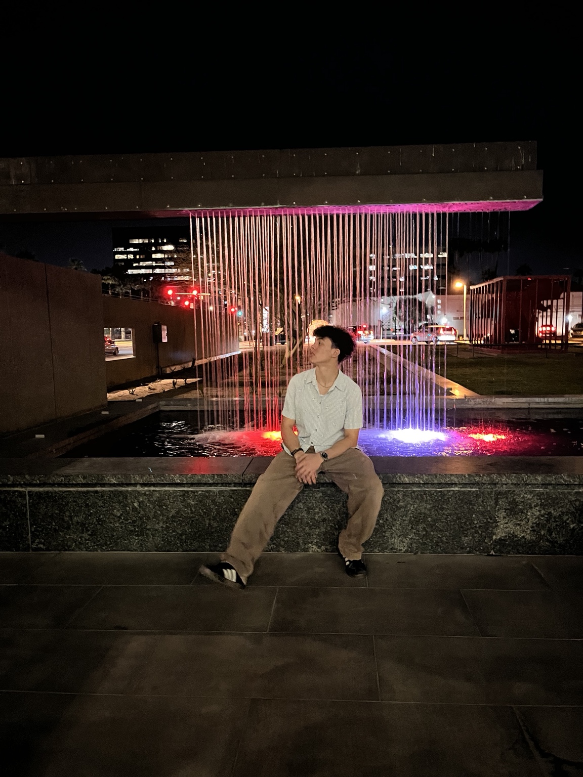 Kendrick at a fountain